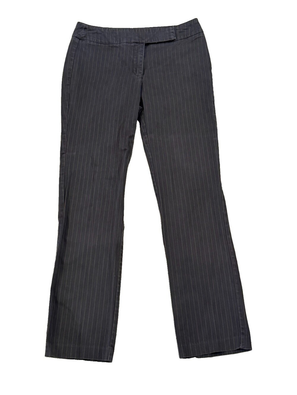 New York & Company Pinstripe Cotton Dress Pants Trouser Dark Gray Brown - Size 4
